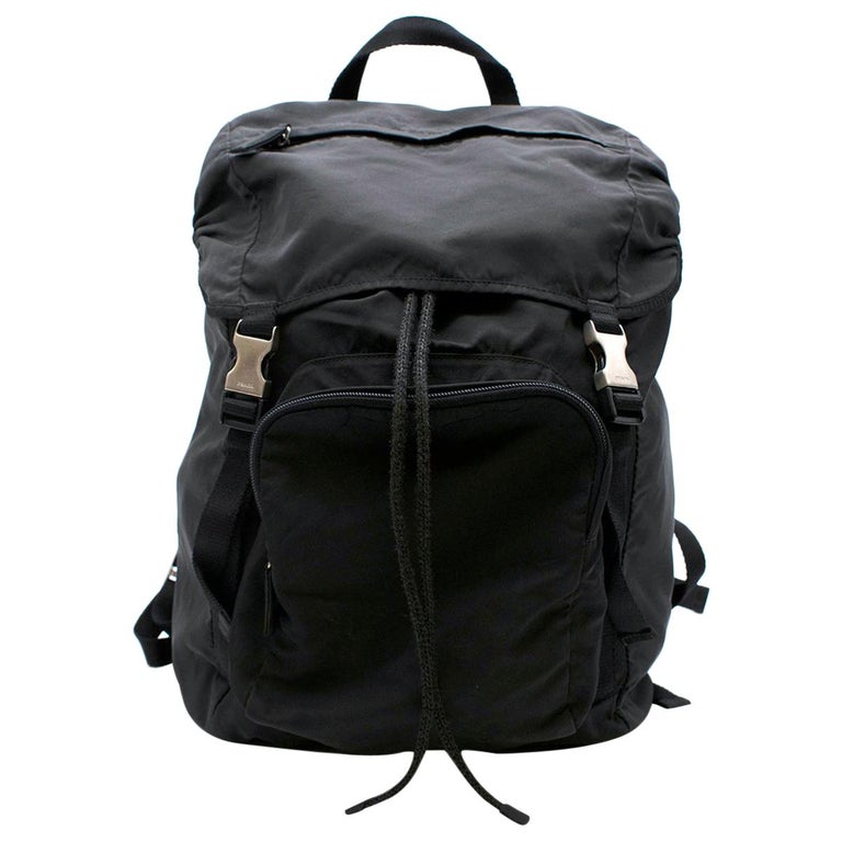 Prada Black Nylon Backpack For Sale at 1stDibs