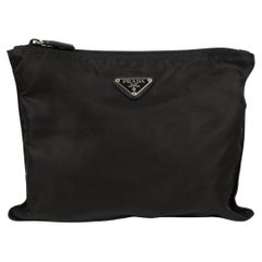 Prada Black Nylon Black Pouch Clutch