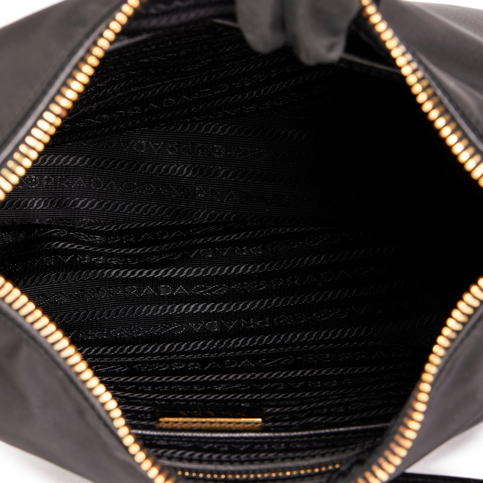 PRADA Black Nylon & Black Saffiano Leather Top Handle Bag 3