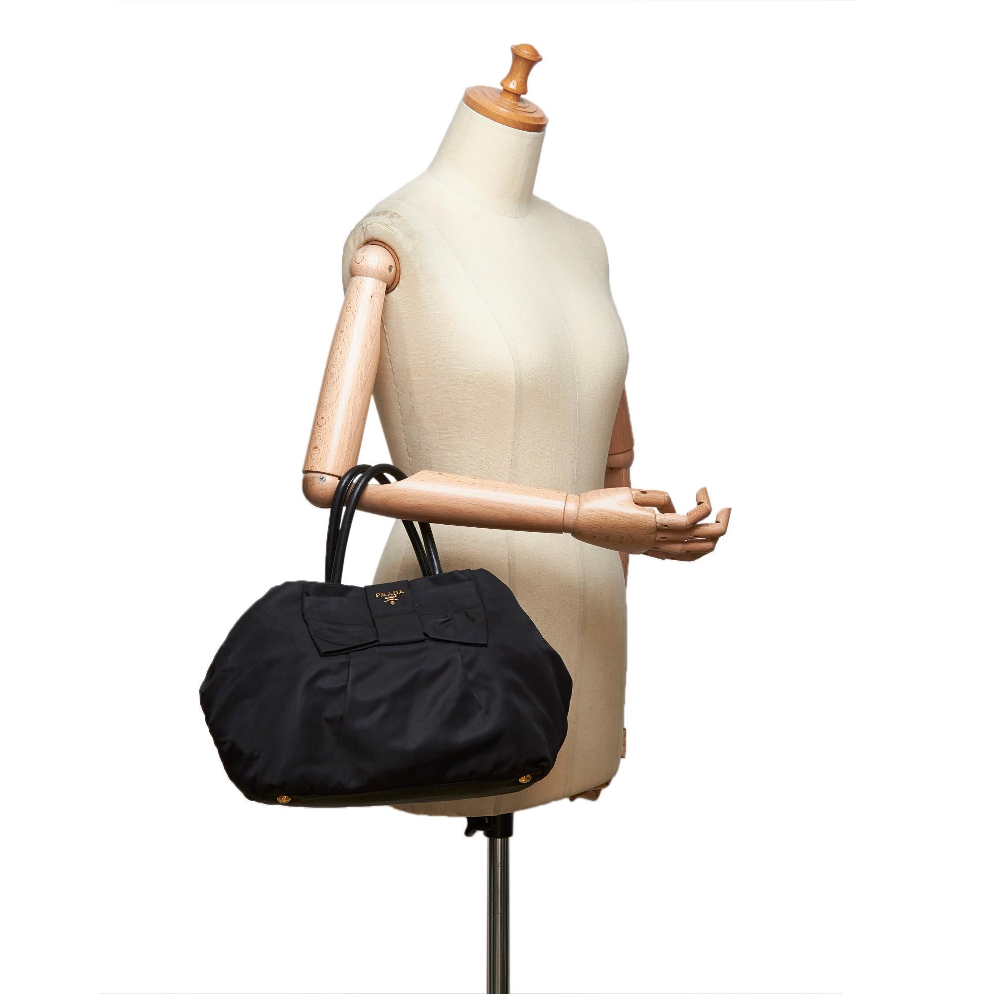 Prada Black Nylon Bow Handbag 4