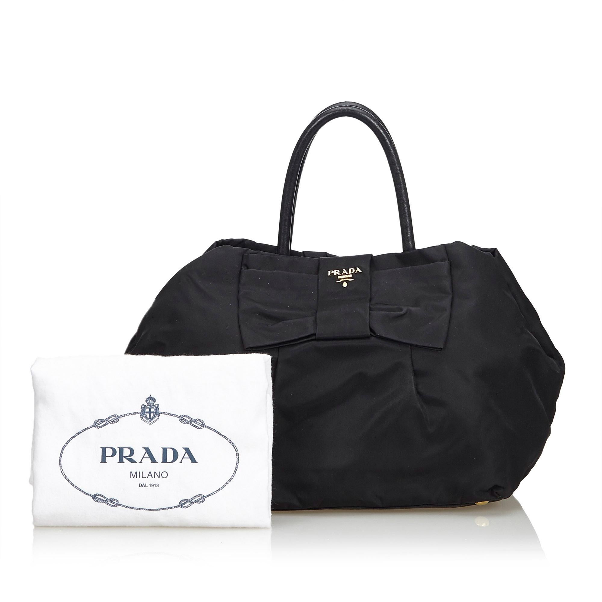 Prada Black Nylon Bow Handbag 5