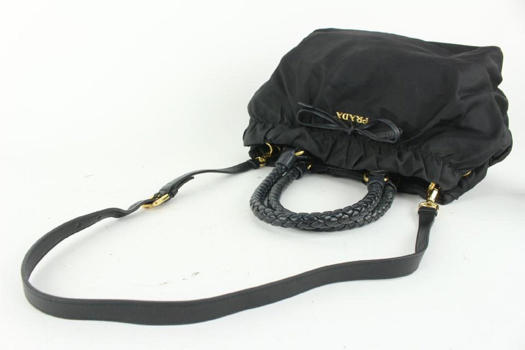 Women's Prada Black Nylon Bowler Tote 913pr23 For Sale