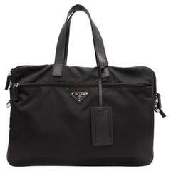 Prada Black Nylon Briefcase/Travel Bag