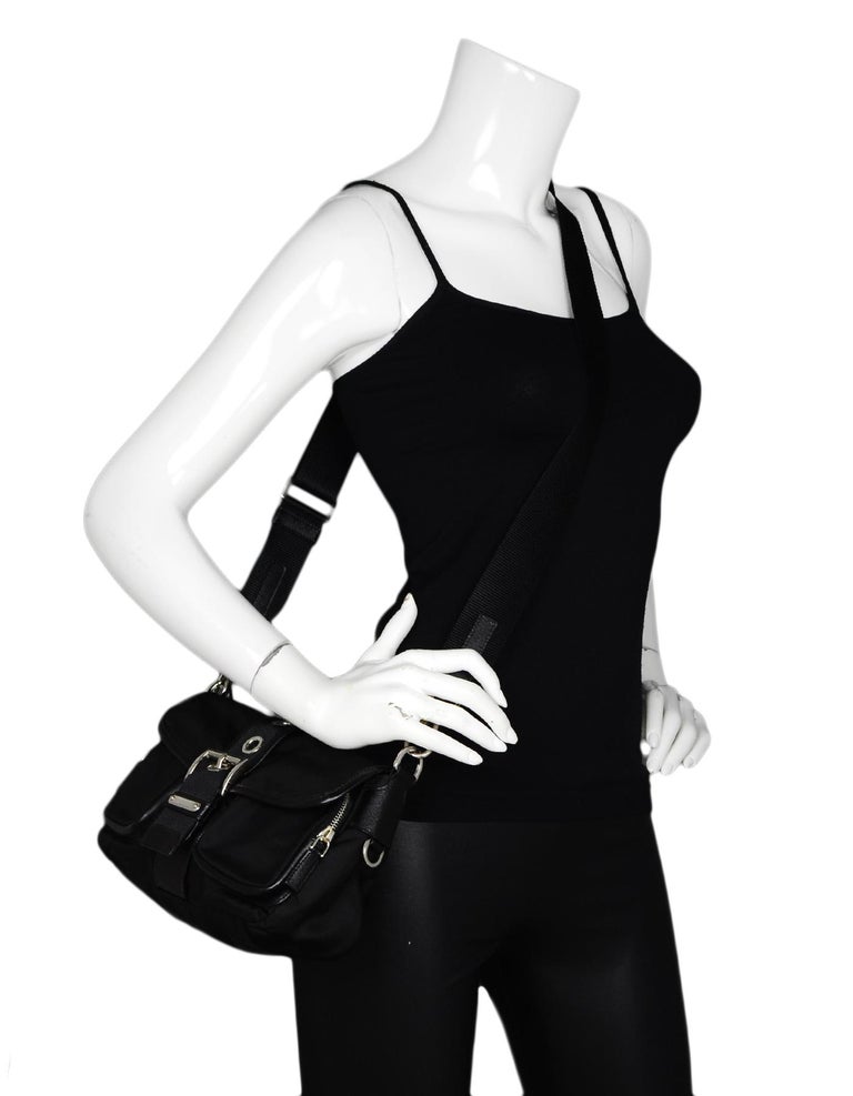 Prada Black Nylon Buckle Crossbody Bag W/ Two Zip Front Pockets For Sale at 1stdibs