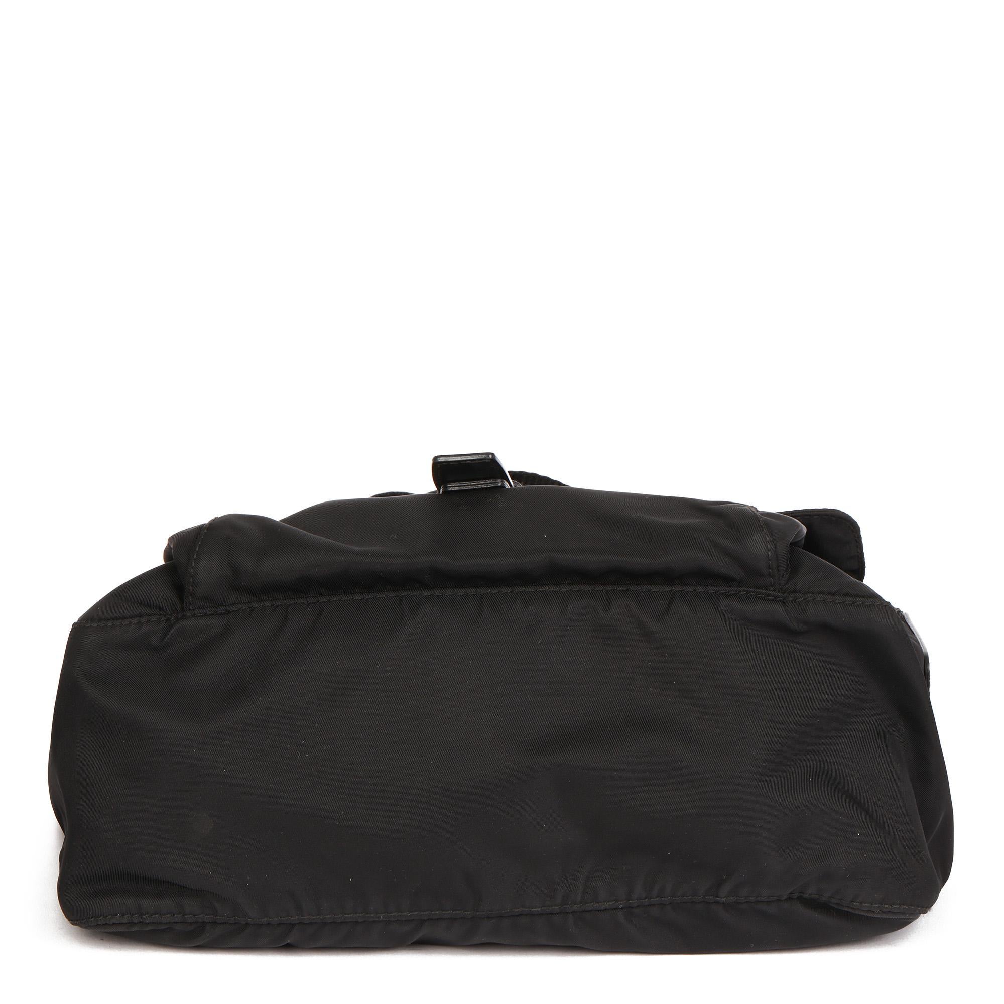 Prada Black Nylon & Calfskin Leather Small Shoulder Bag  5