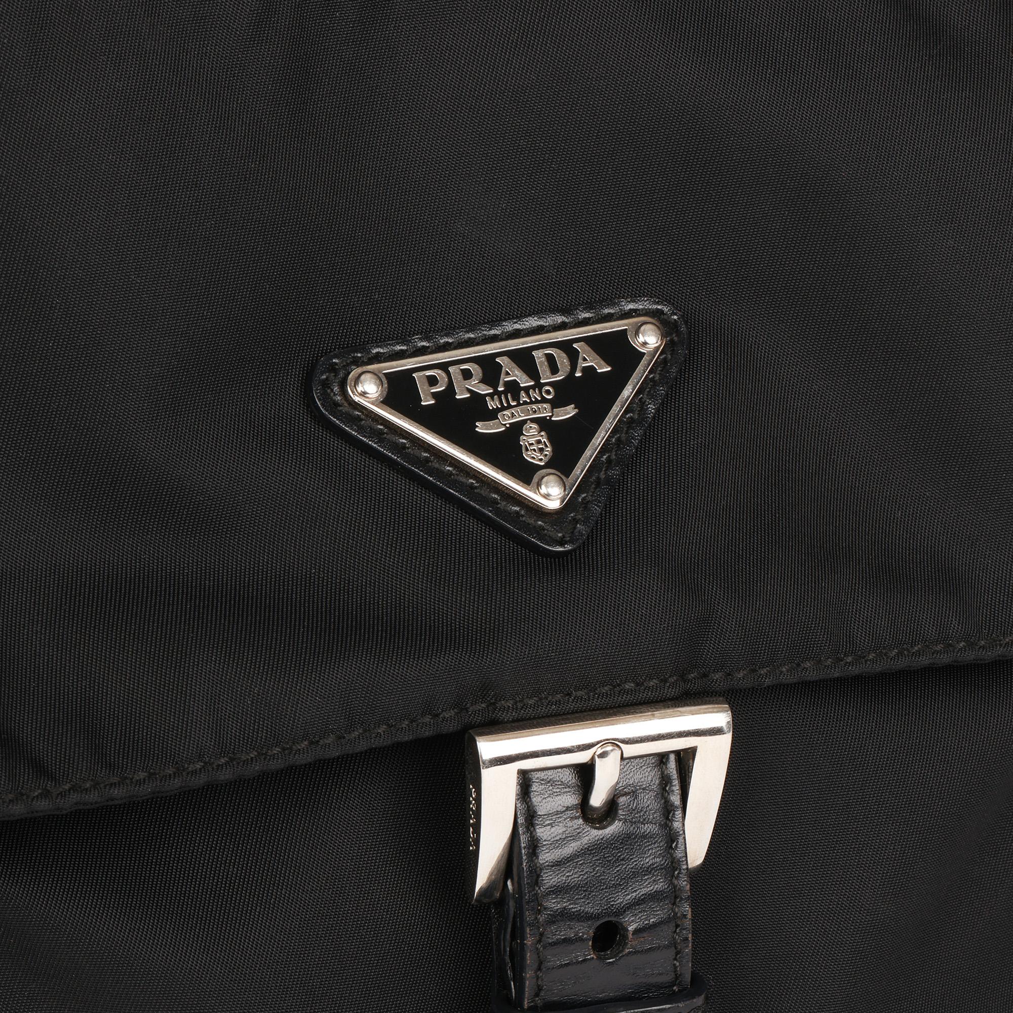 Prada Black Nylon & Calfskin Leather Small Shoulder Bag  6