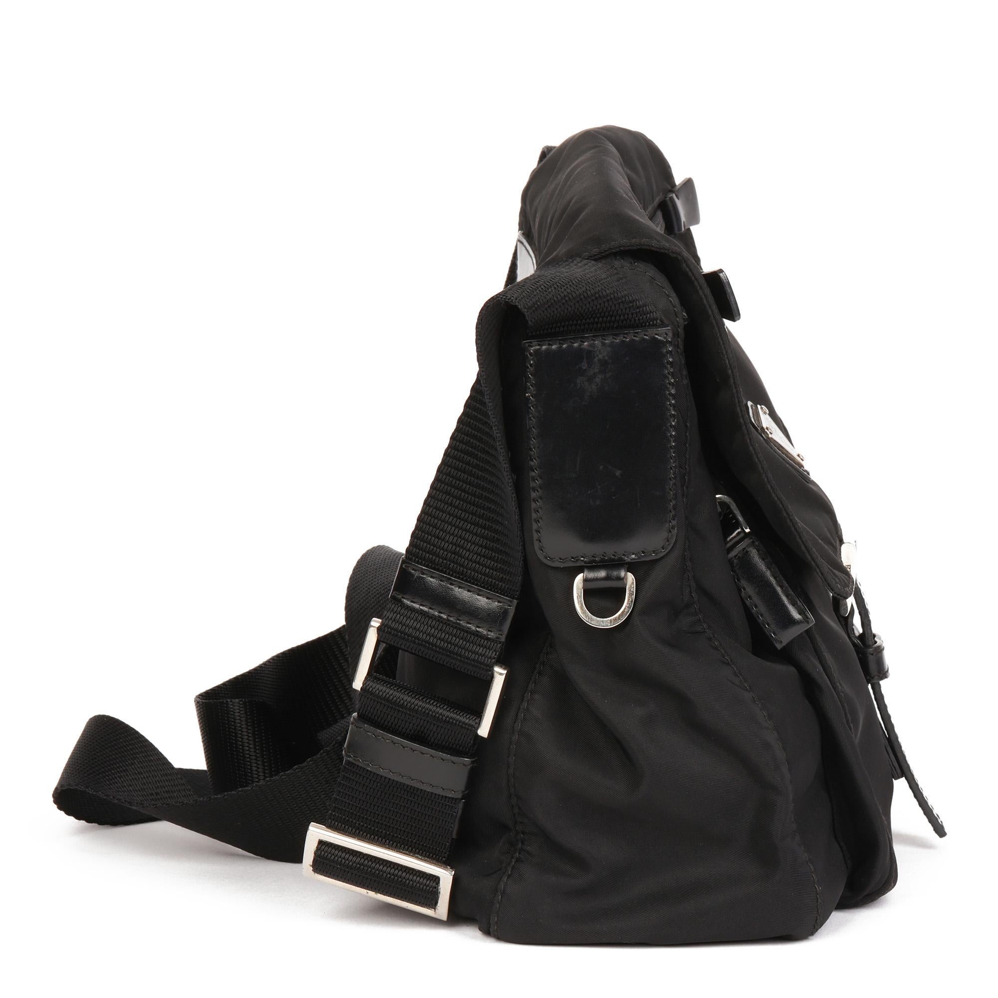 Prada Black Nylon & Calfskin Leather Small Shoulder Bag  2