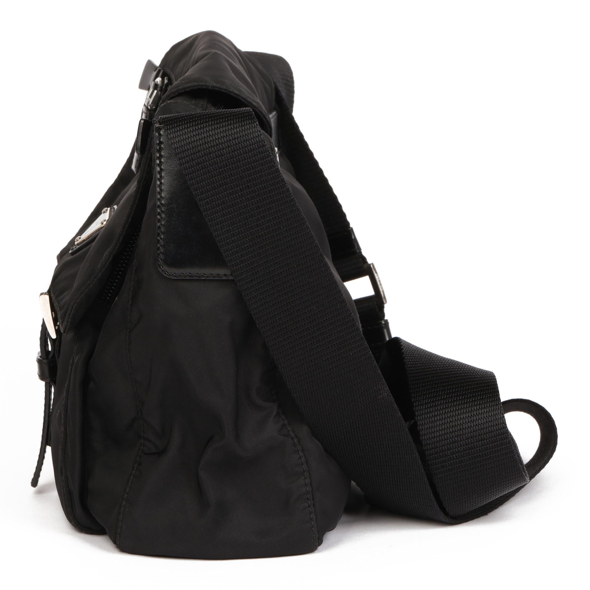 Prada Black Nylon & Calfskin Leather Small Shoulder Bag  3