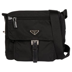 Prada Black Nylon & Calfskin Leather Small Shoulder Bag