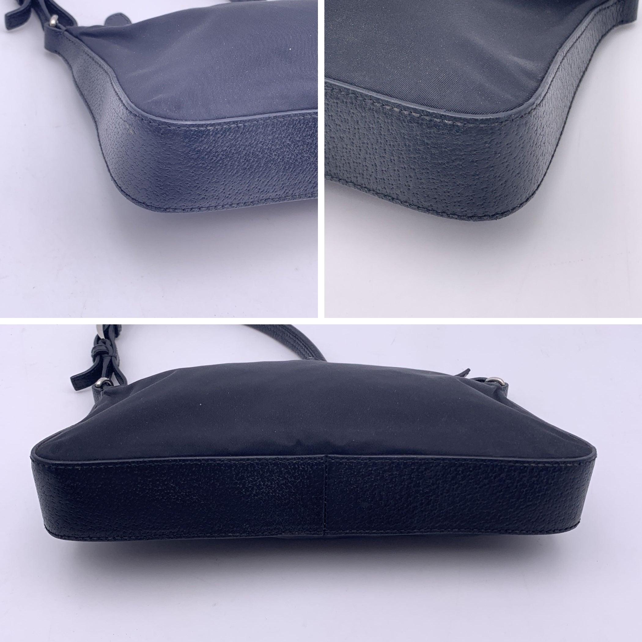Women's Prada Black Nylon Canvas and Leather Baguette Shoulder Bag
