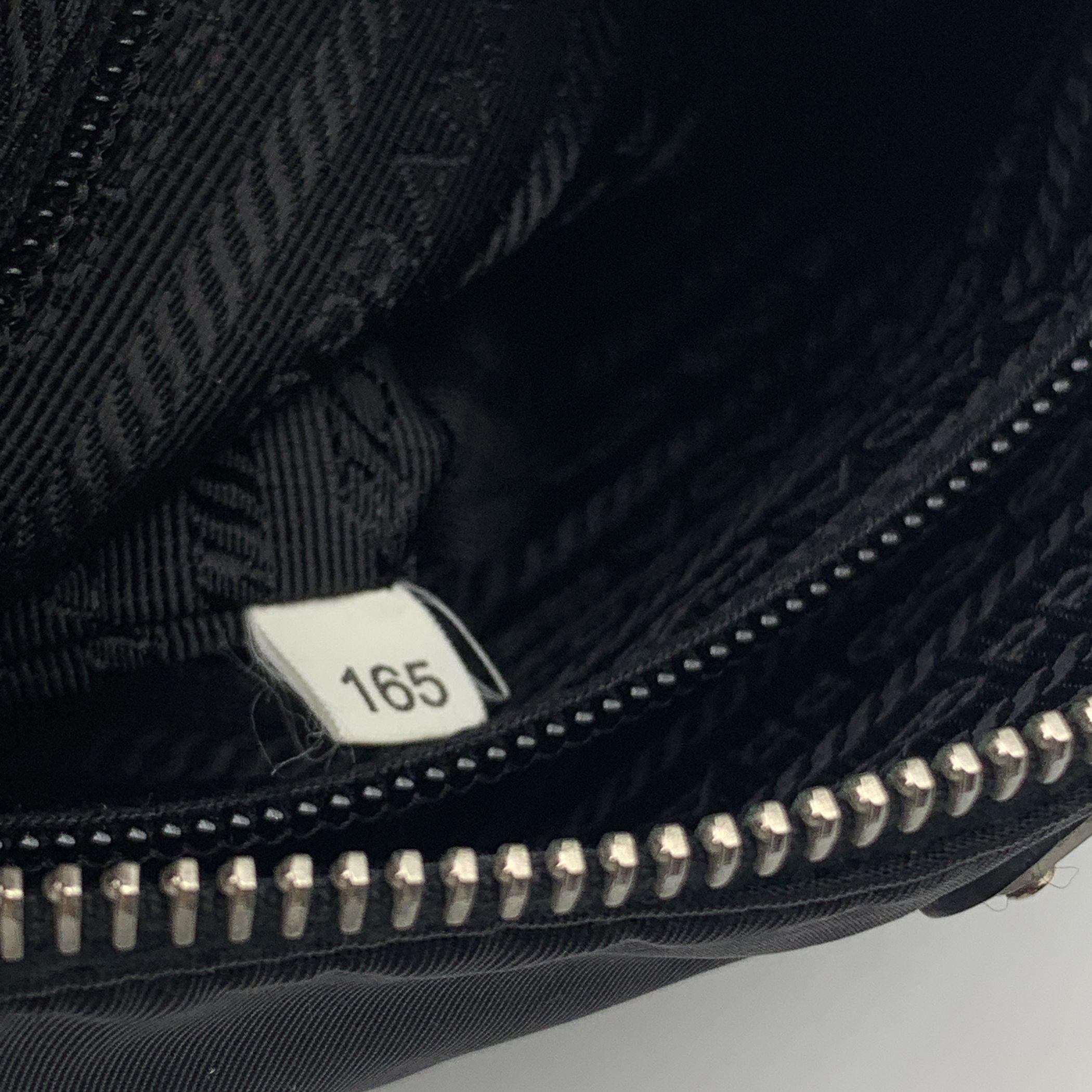 Prada Black Nylon Canvas and Leather Baguette Shoulder Bag 3