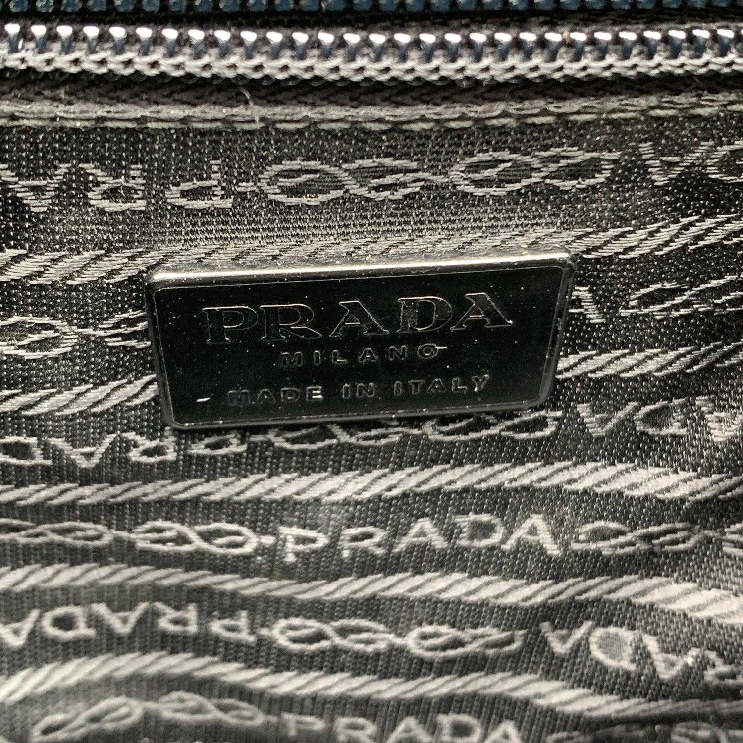 Women's Prada Black Nylon Canvas and Leather Framed Shoulder Bag