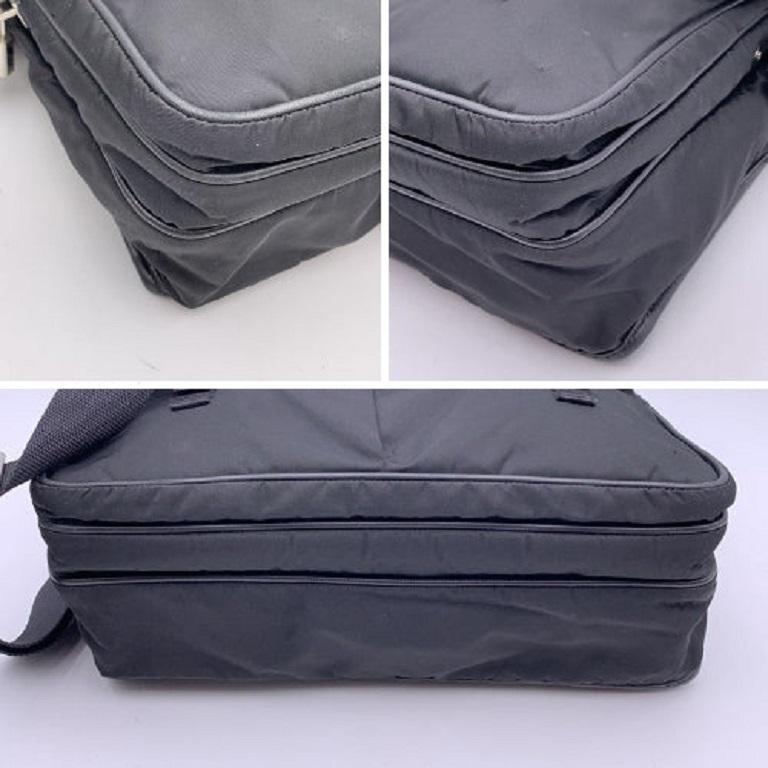 Women's or Men's Prada Black Nylon Canvas and Saffiano Leather Messenger Bag