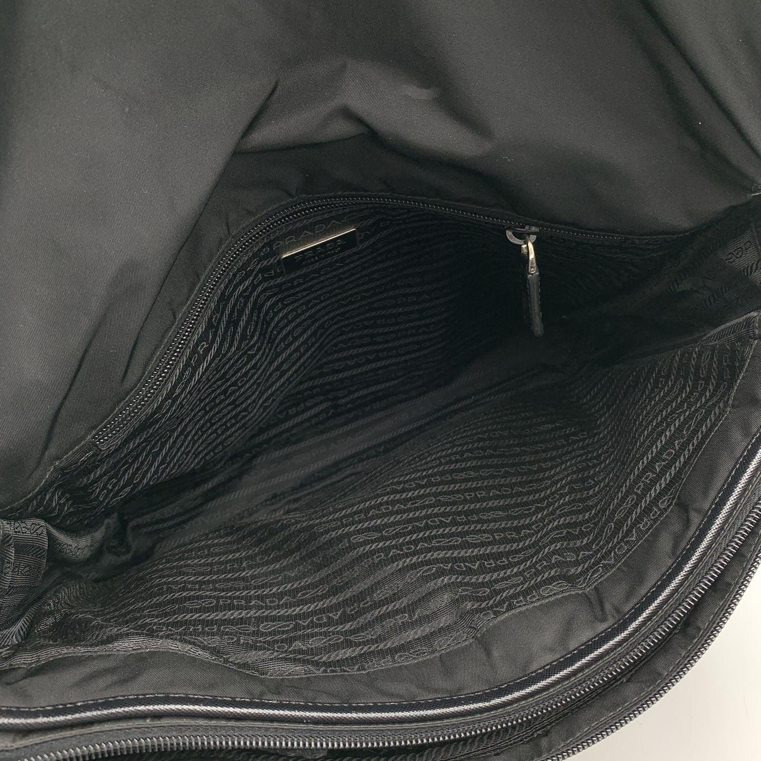 Prada Black Nylon Canvas and Saffiano Leather Messenger Bag 1