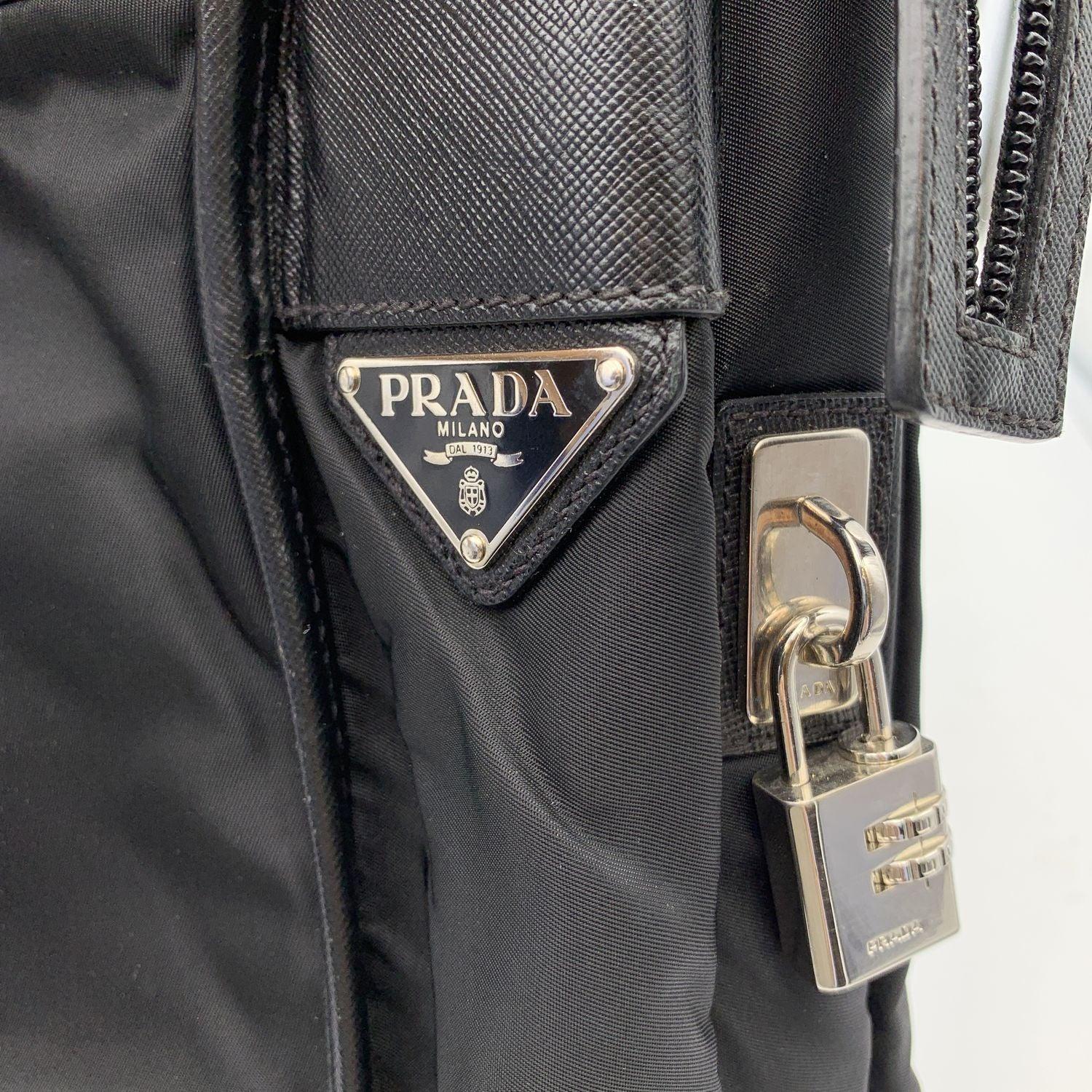 Prada Black Nylon Canvas and Saffiano Leather Messenger Bag 2