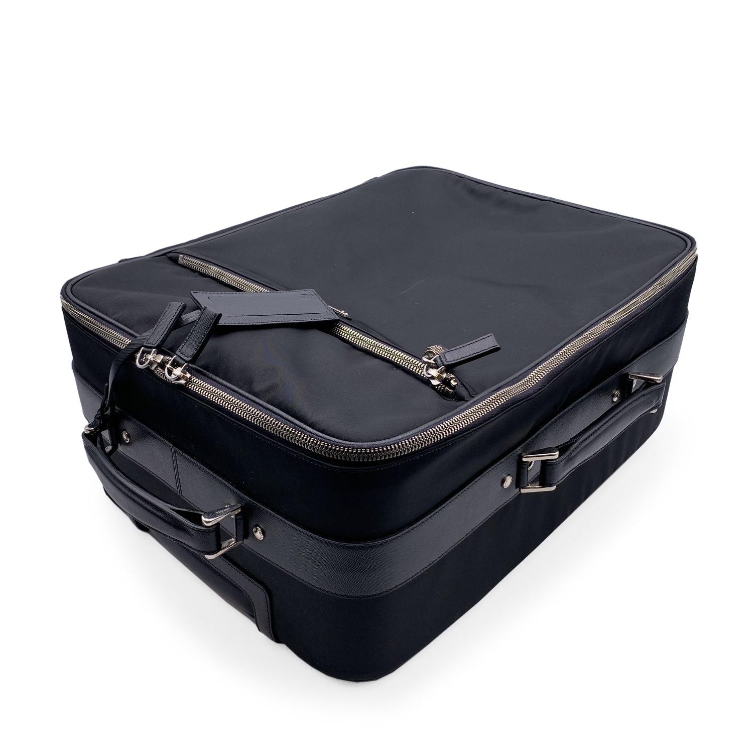 Prada Black Nylon Canvas Rolling Suitcase Trolley Luggage Travel Bag 1