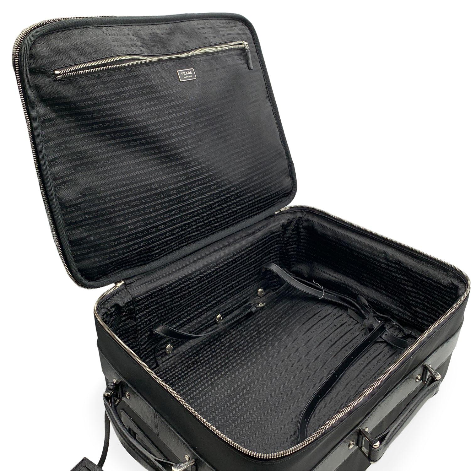 Prada Black Nylon Canvas Rolling Suitcase Trolley Luggage Travel Bag 2