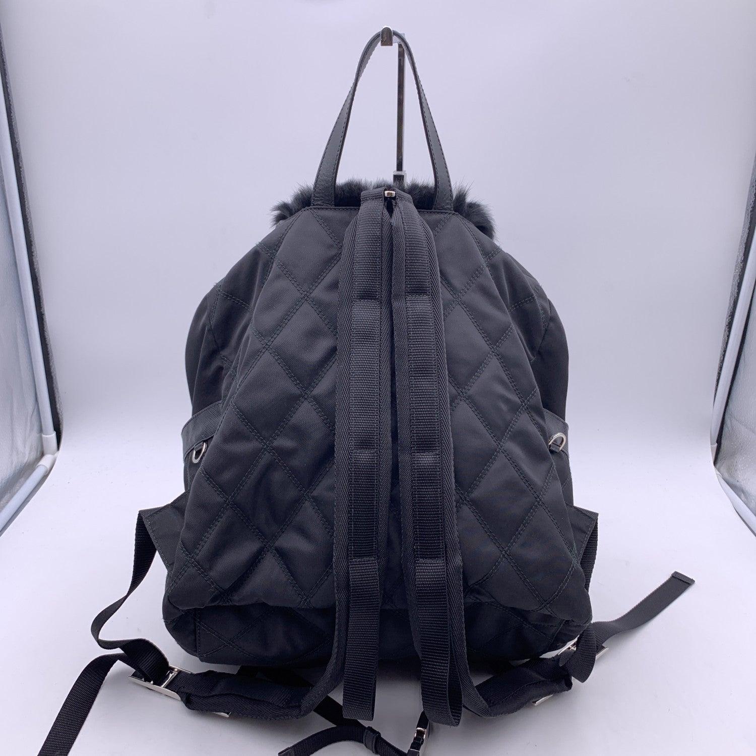 Prada Black Nylon Canvas Unisex Mint Quilted Backpack Shoulder Bag 1