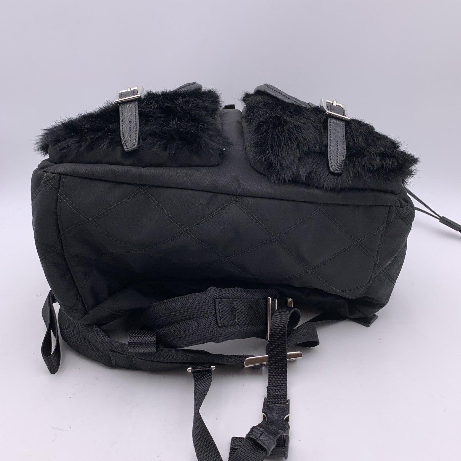 Prada Black Nylon Canvas Unisex Mint Quilted Backpack Shoulder Bag 4