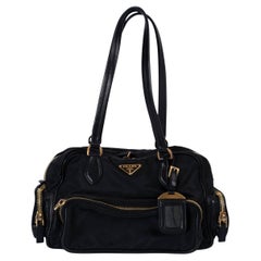 PRADA black nylon CARGO BOWLING Bag BR2521