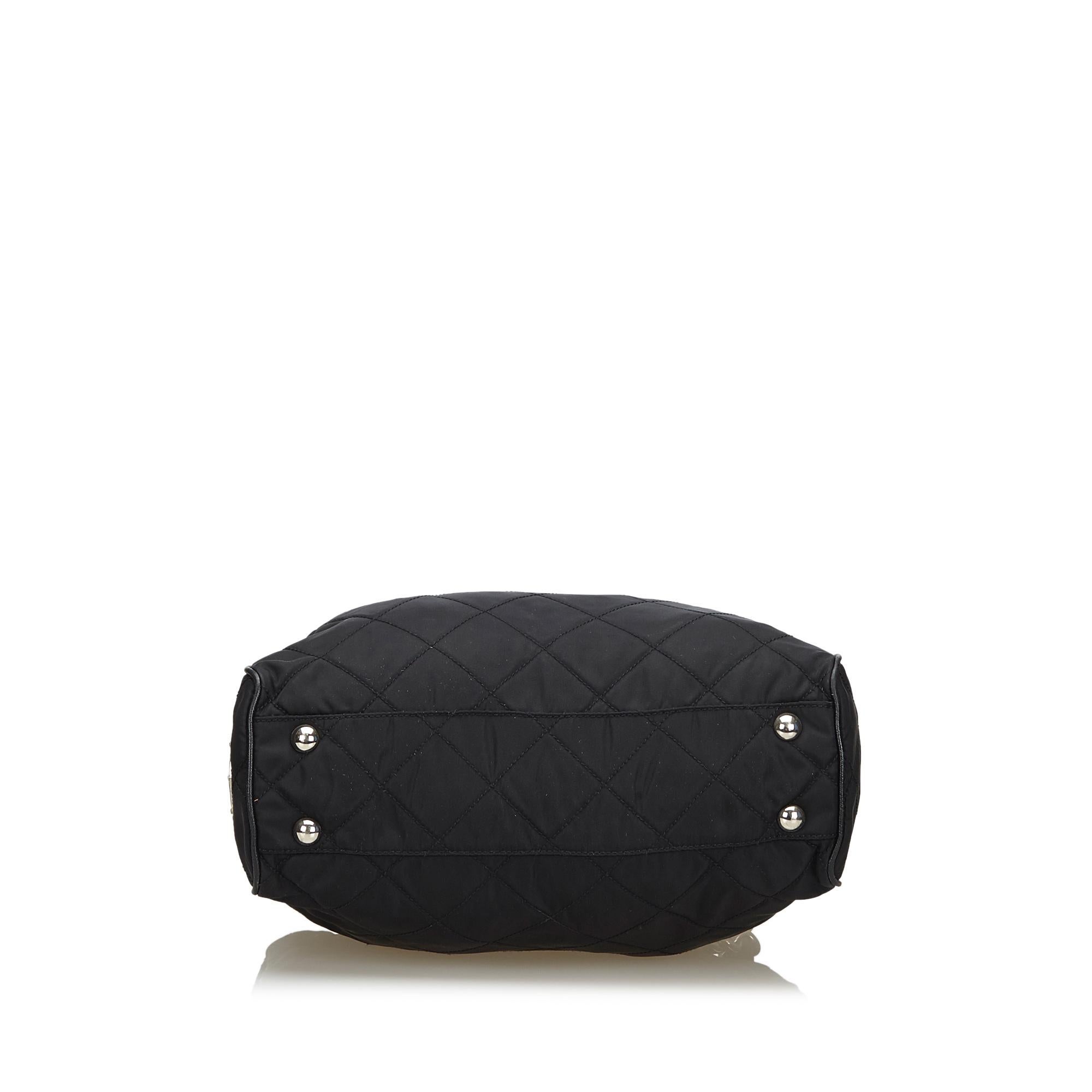 Prada Black Nylon Chain Tote Bag In Fair Condition In Dubai, Al Qouz 2