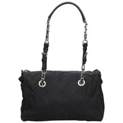 Prada Black Nylon Chain Tote Bag