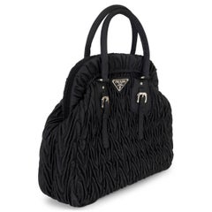 PRADA black nylon CHEVRON MATELASSE MINI FRAME Bag