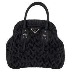 PRADA black nylon CHEVRON MATELASSE MINI FRAME Bag