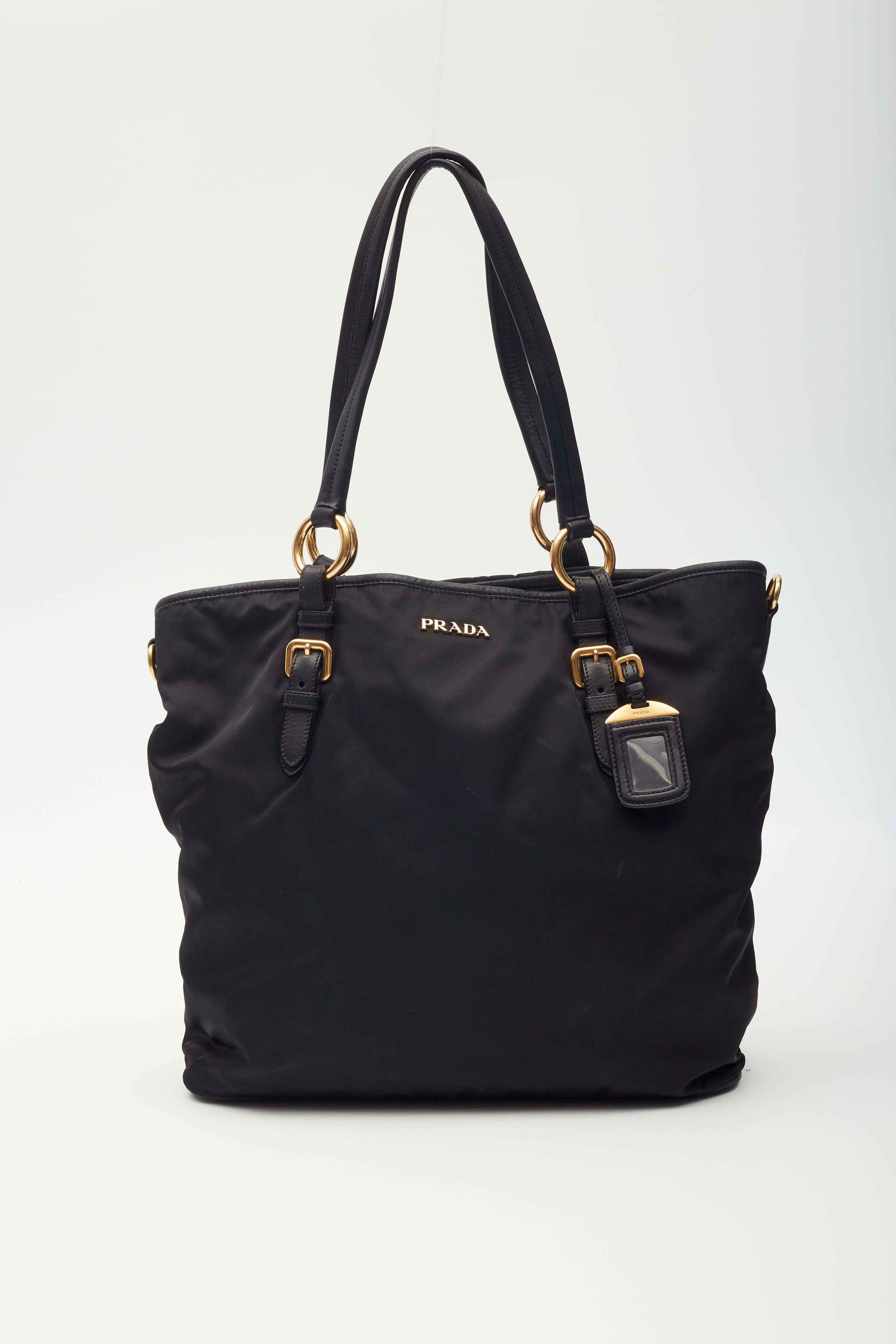 Women's or Men's Prada Black Nylon Daino-trimmed Tessuto Tote For Sale