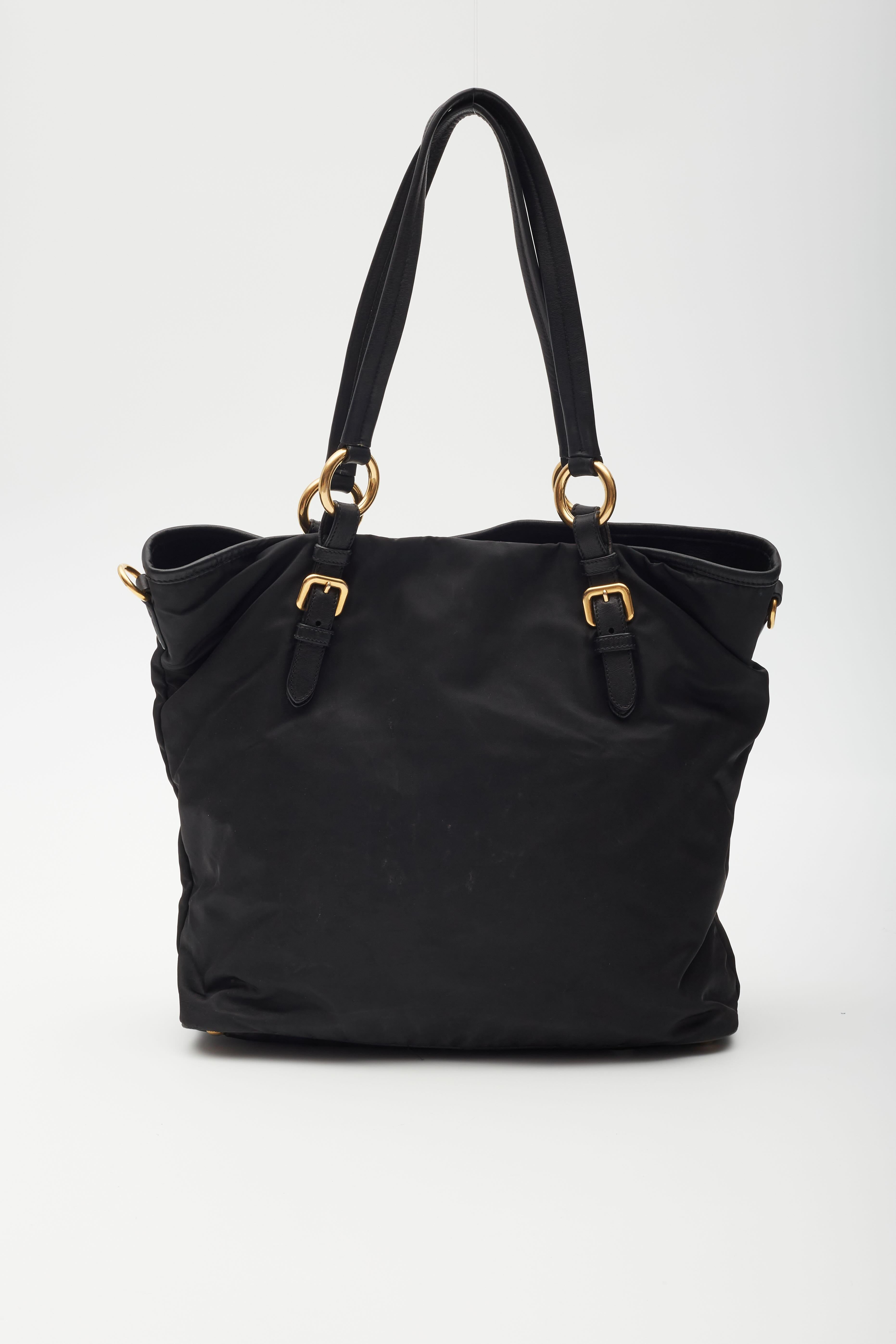 Prada Black Nylon Daino-trimmed Tessuto Tote For Sale 1