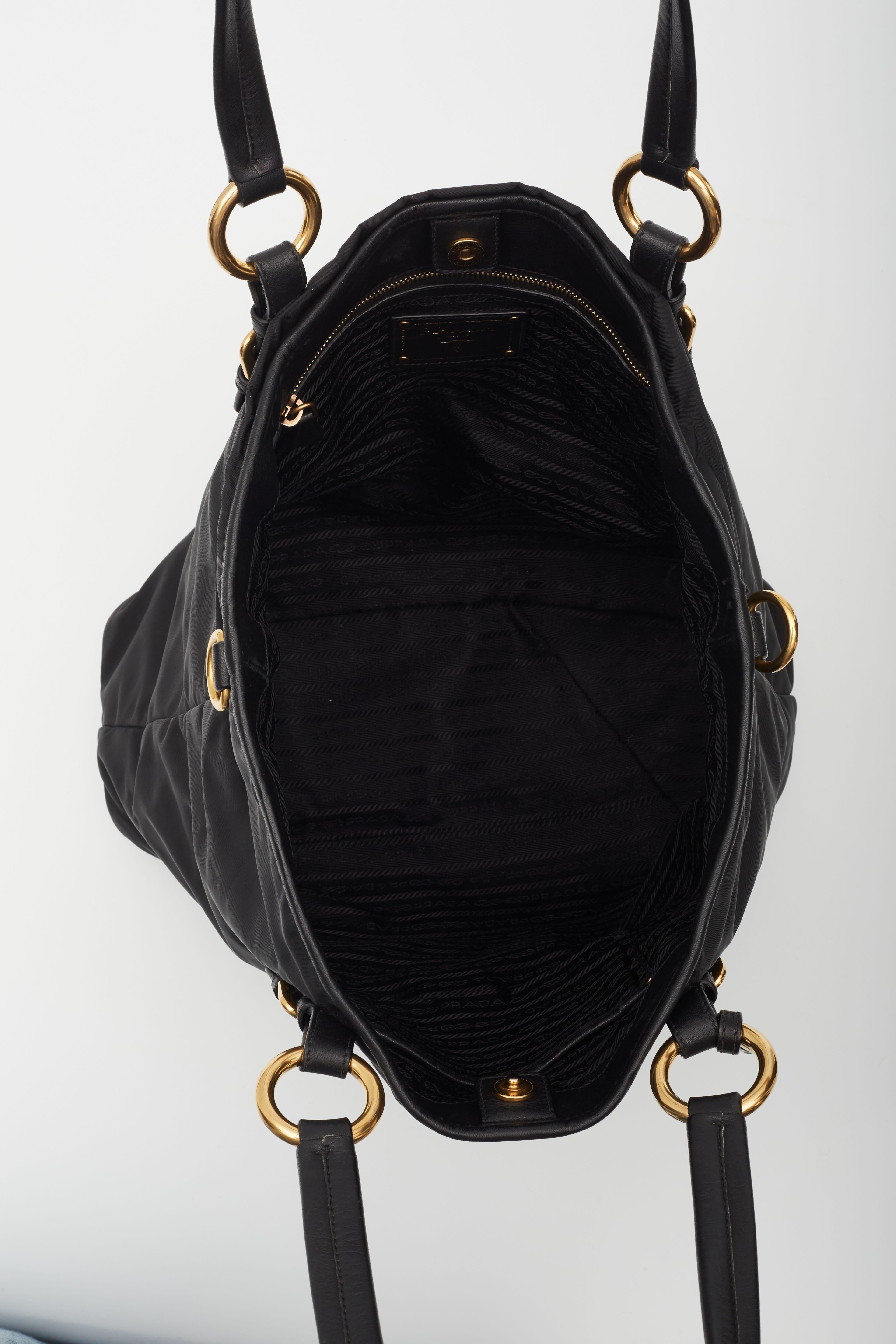 Prada Black Nylon Daino-trimmed Tessuto Tote For Sale 2