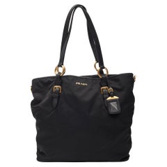Prada Black Nylon Daino-trimmed Tessuto Tote