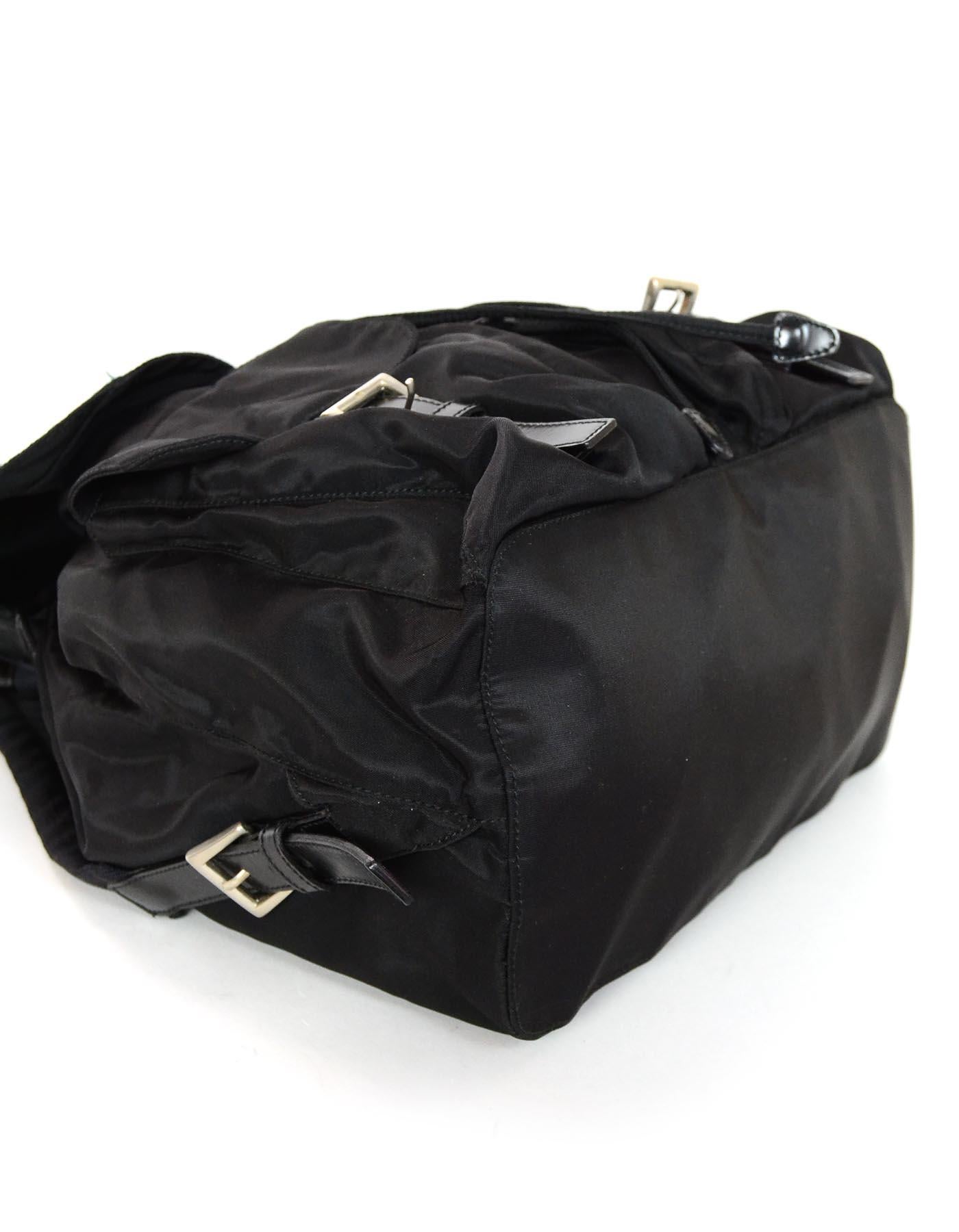Prada Black Nylon Double Buckle Pocket Backpack Bag 1