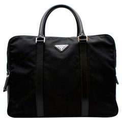 Prada Black Nylon Double Compartment Briefcase