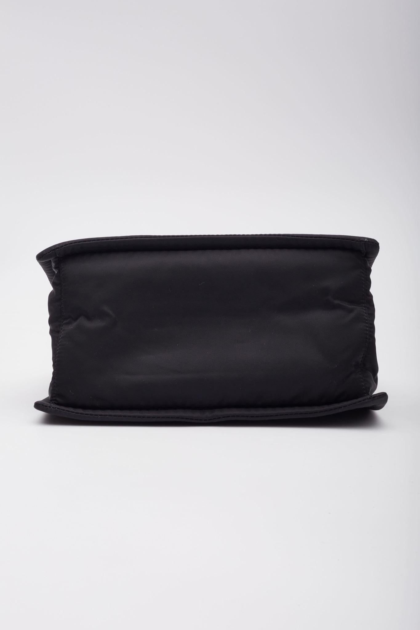 Prada Black Nylon Double Gold Chain Tote Bag For Sale 4