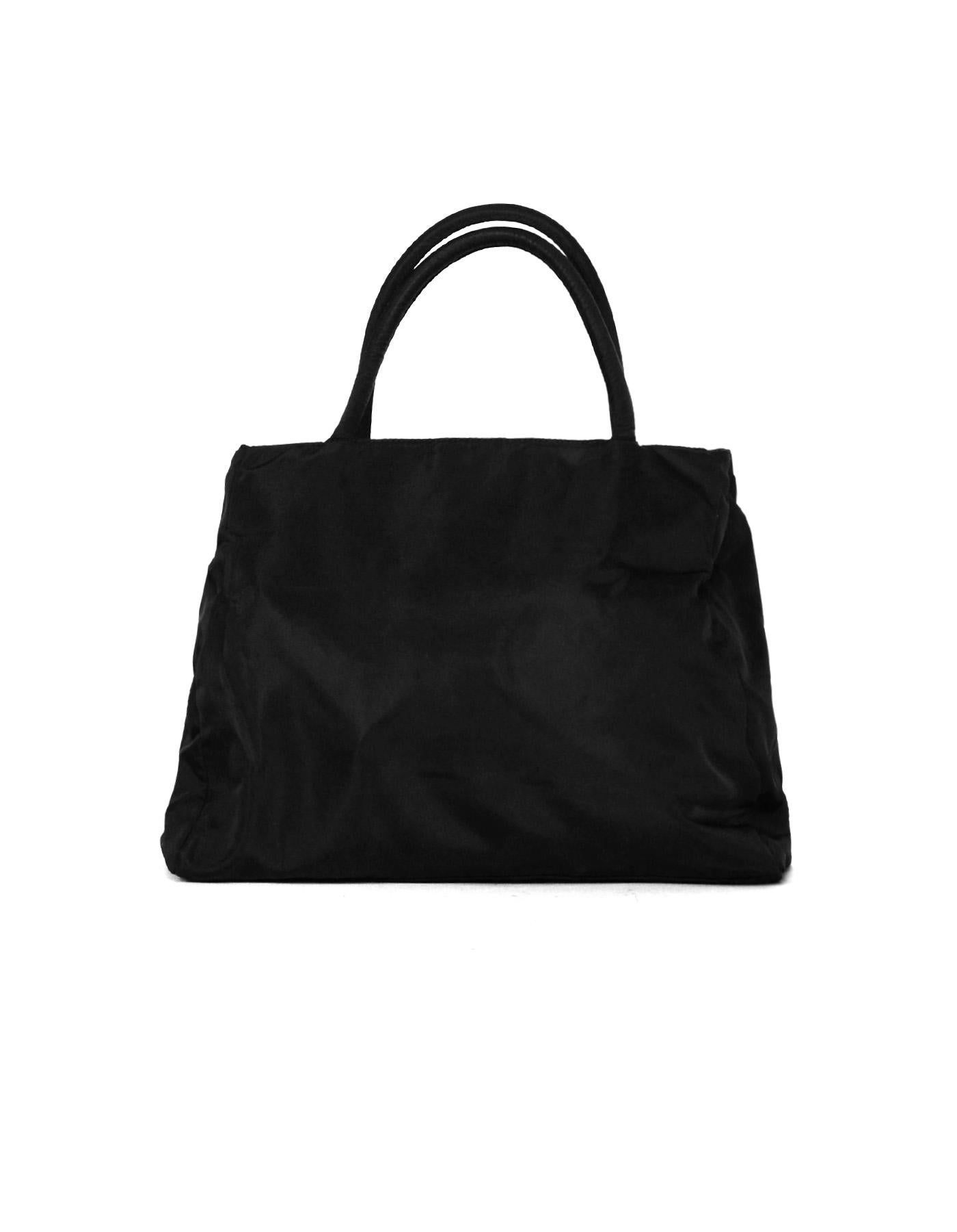 Prada Black Nylon Double Strap Tote Bag In Excellent Condition In New York, NY