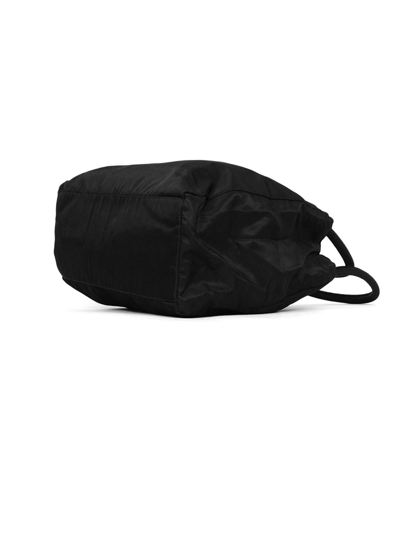 Women's Prada Black Nylon Double Strap Tote Bag