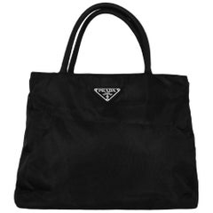 Prada Black Nylon Double Strap Tote Bag