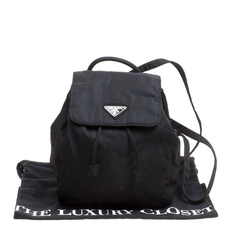 Prada Black Nylon Drawstring Backpack 5