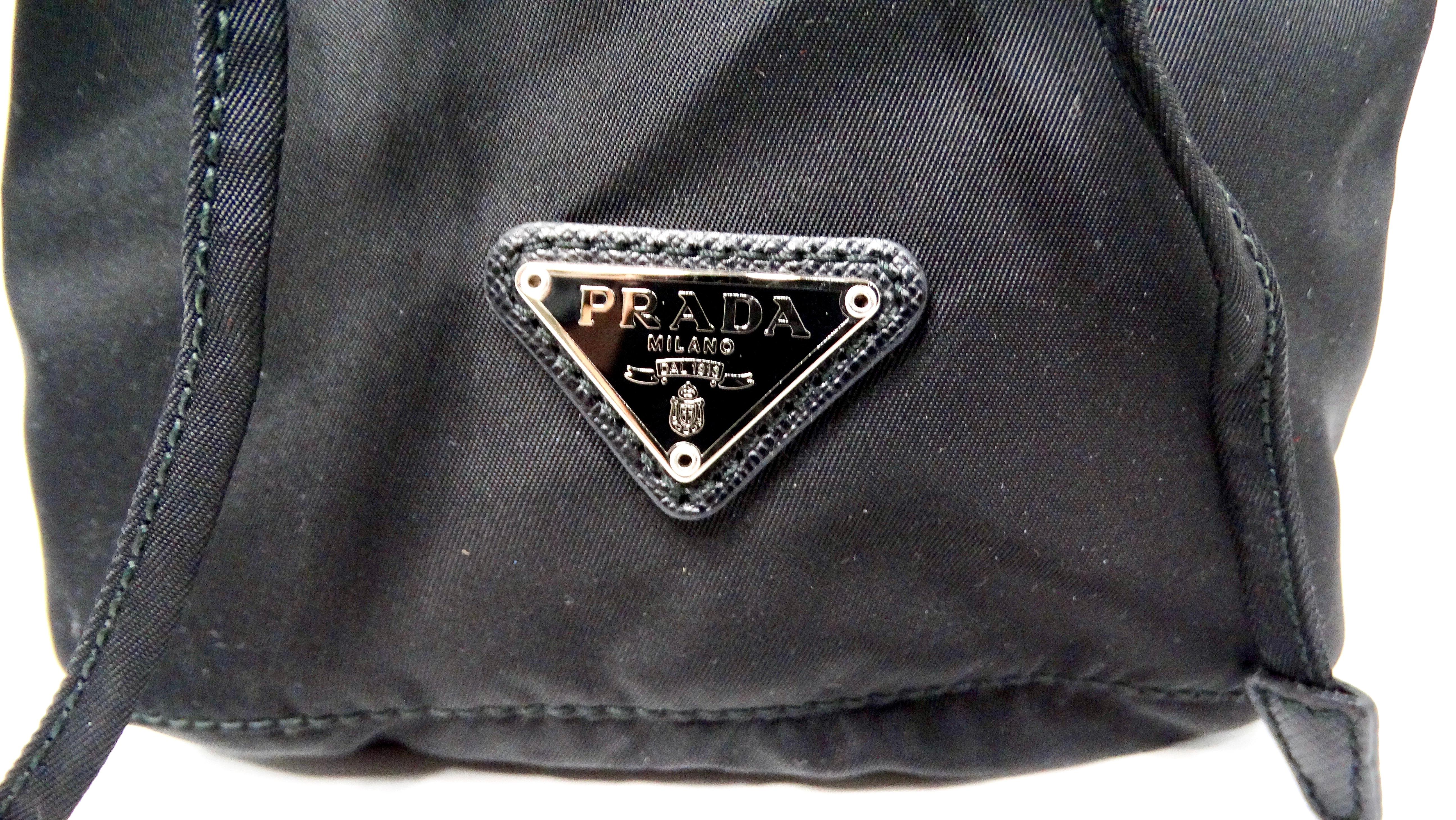 Prada Black Nylon Drawstring Mini Pouch In Good Condition For Sale In Scottsdale, AZ