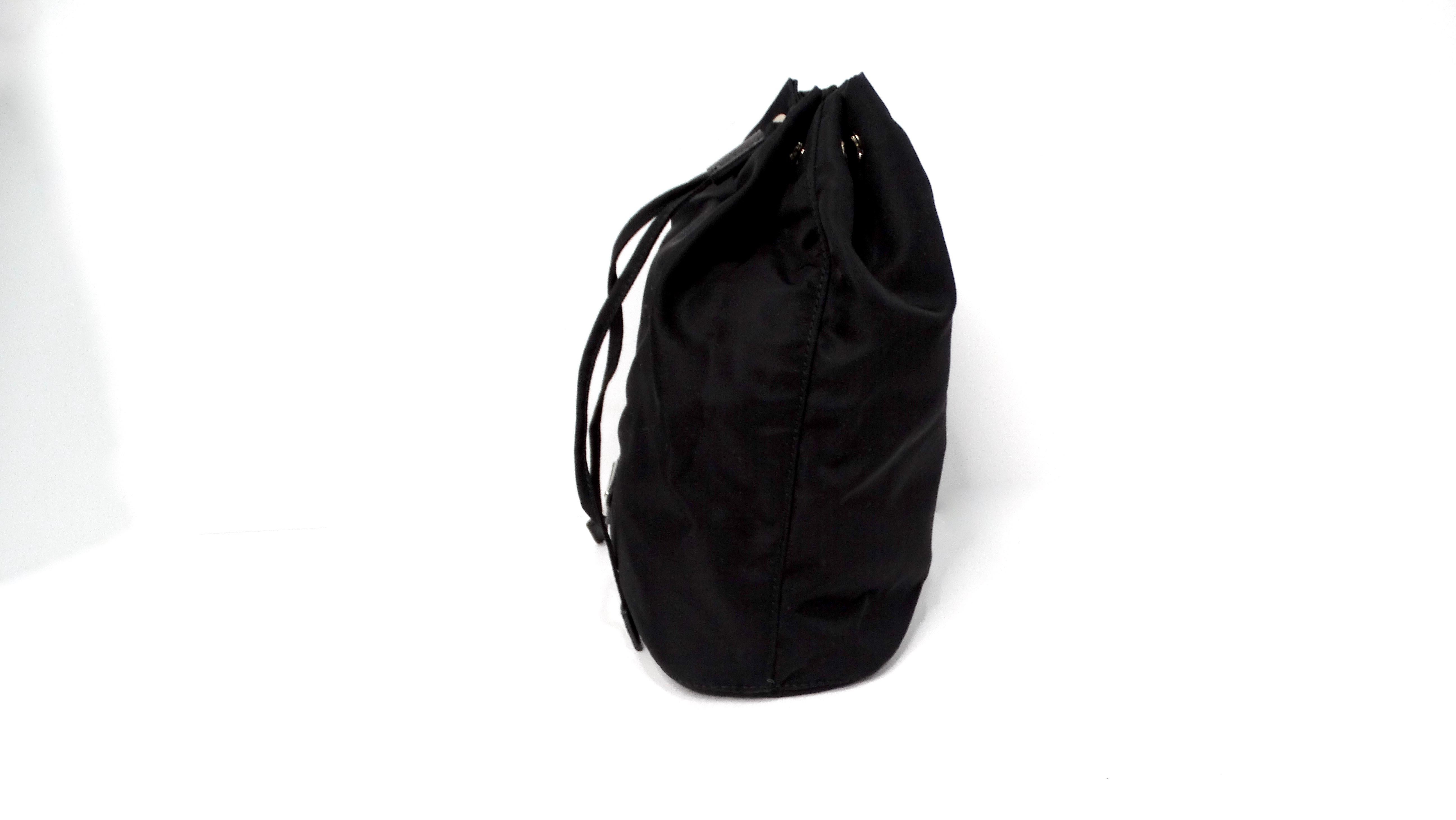 Women's Prada Black Nylon Drawstring Mini Pouch For Sale
