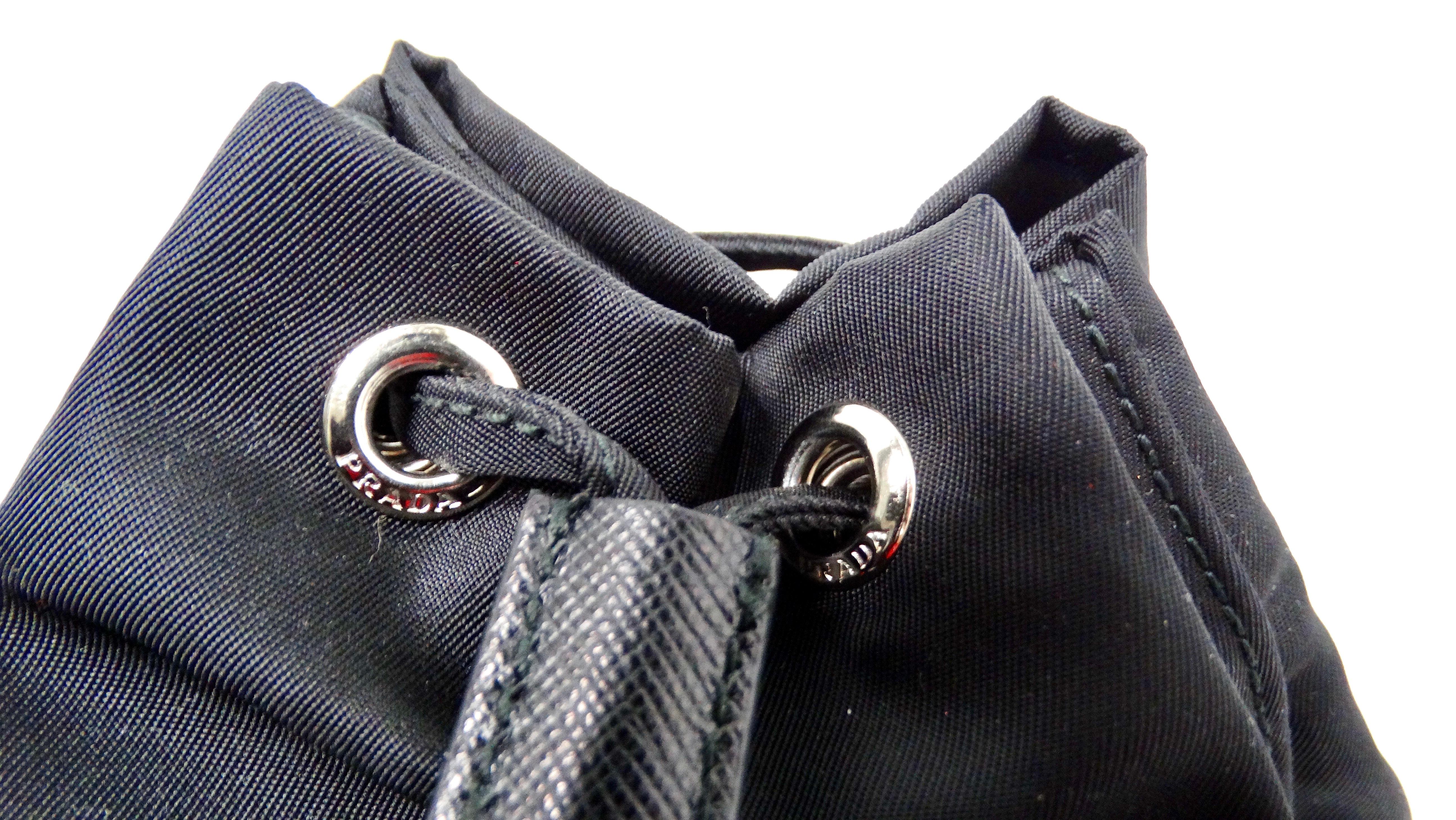 Prada Black Nylon Drawstring Mini Pouch For Sale 1