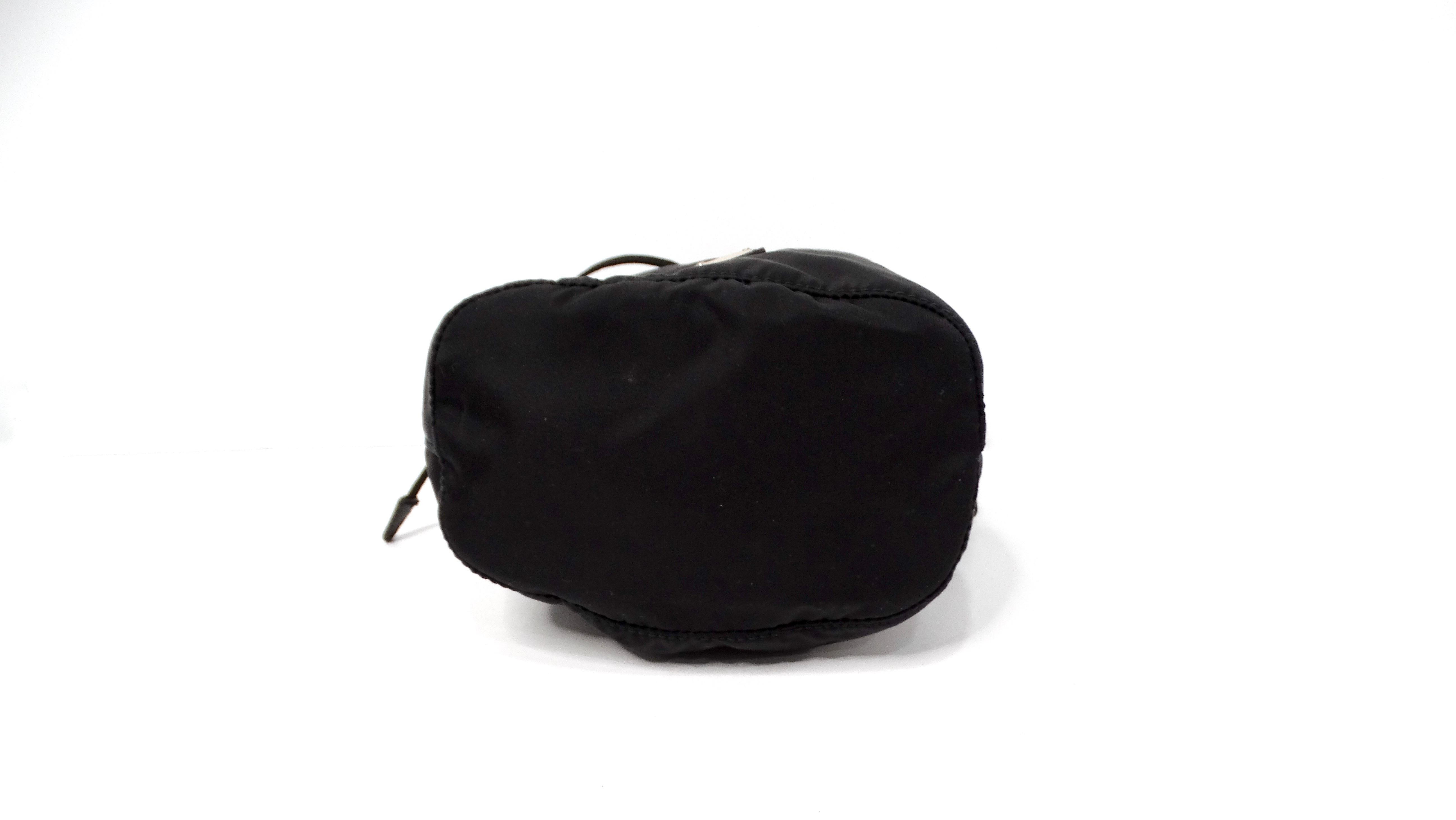 Prada Black Nylon Drawstring Mini Pouch For Sale 2