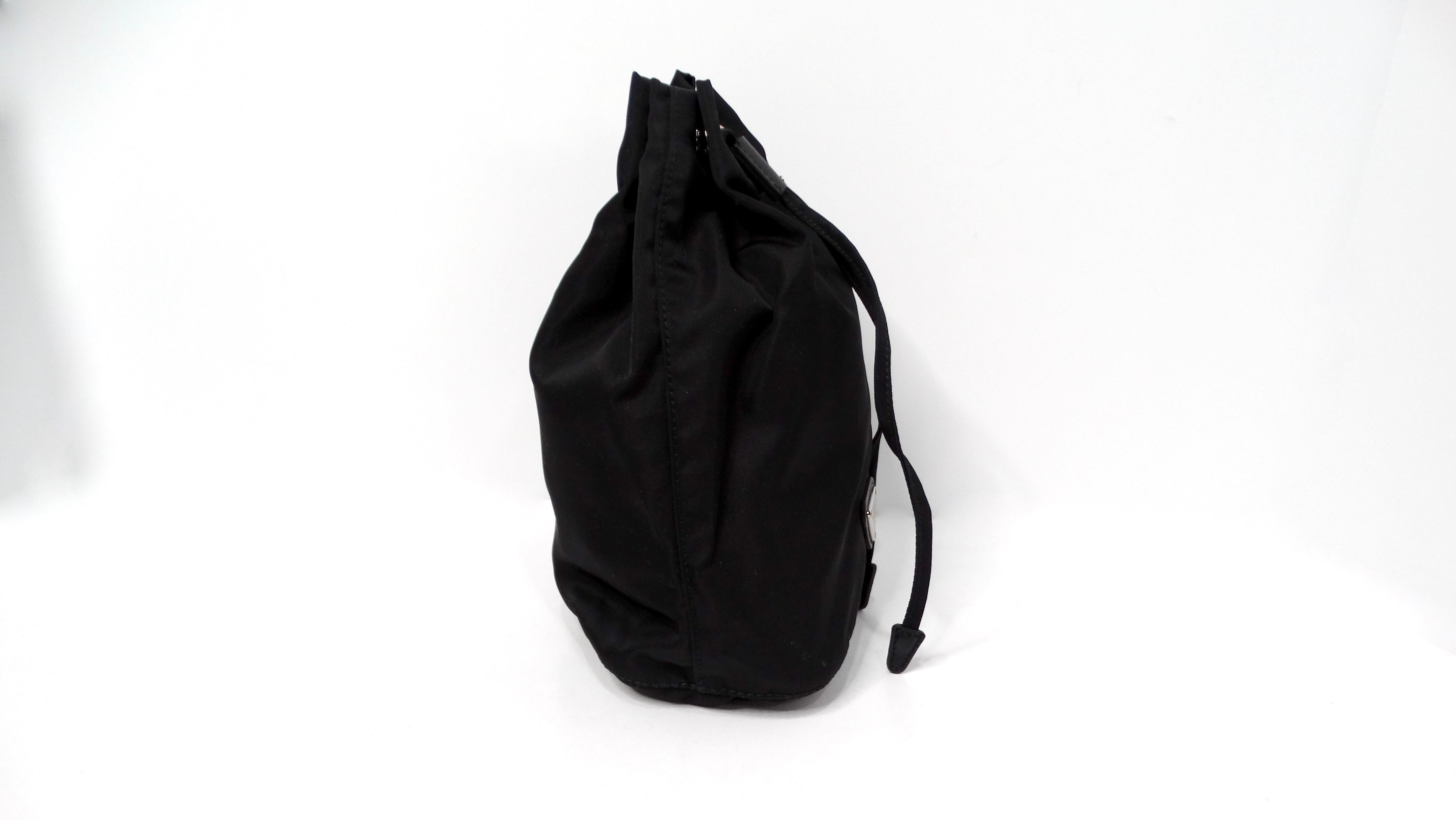 Prada Black Nylon Drawstring Mini Pouch For Sale 3