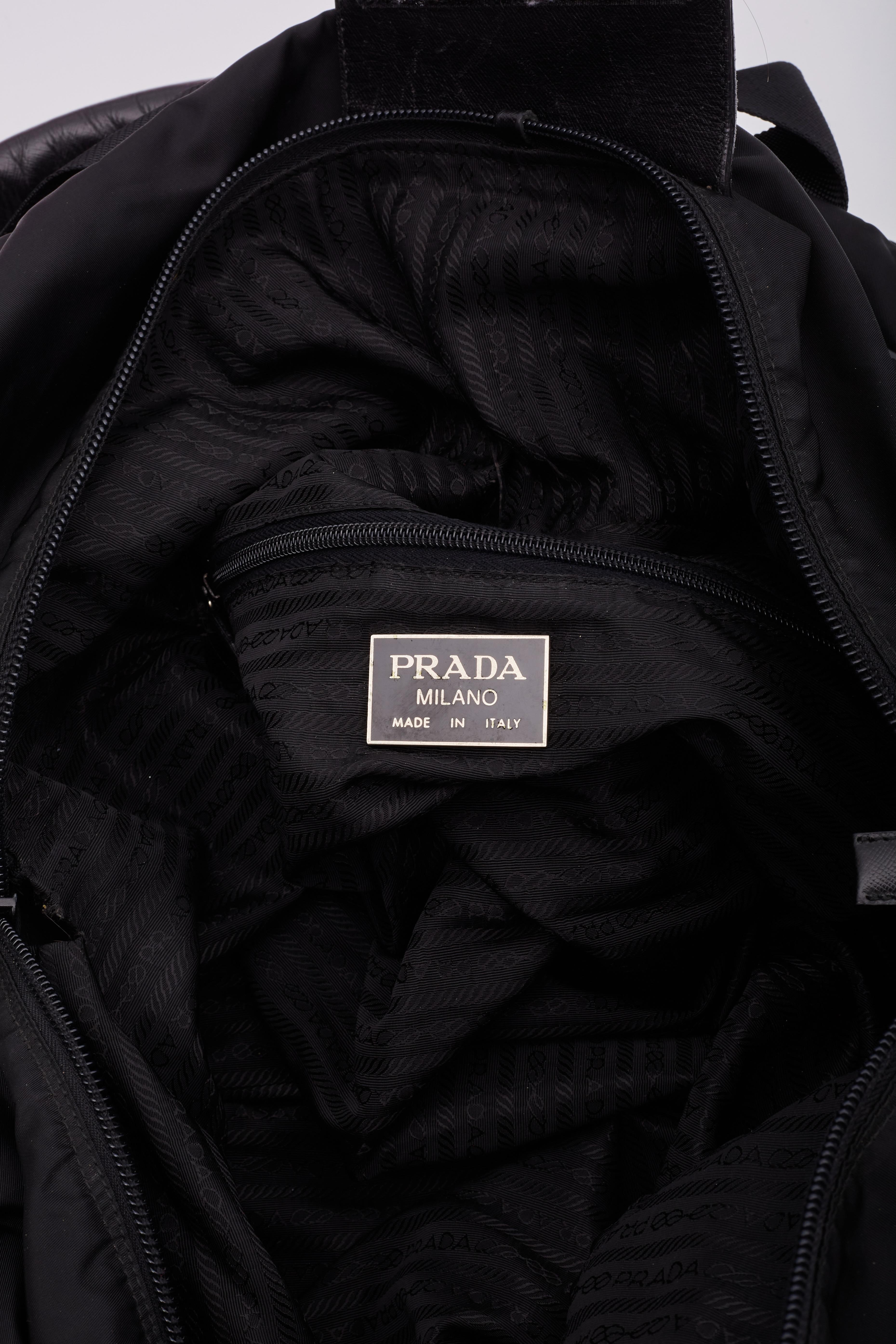 Prada Black Nylon Duffle Sports Weekender Bag For Sale 5