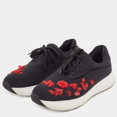 Prada Black Nylon Embellished Low Top Sneakers Size 39.5