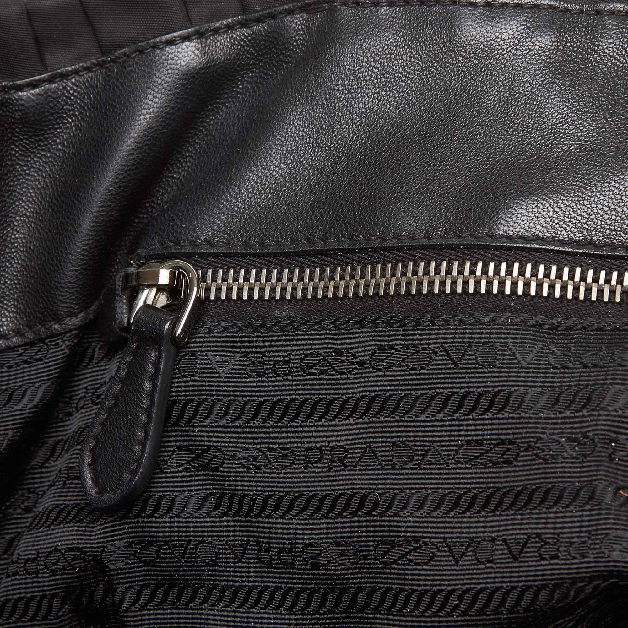 Prada Black Nylon Fabric Gathered Tote Bag Italy w/ Dust Bag For Sale 3