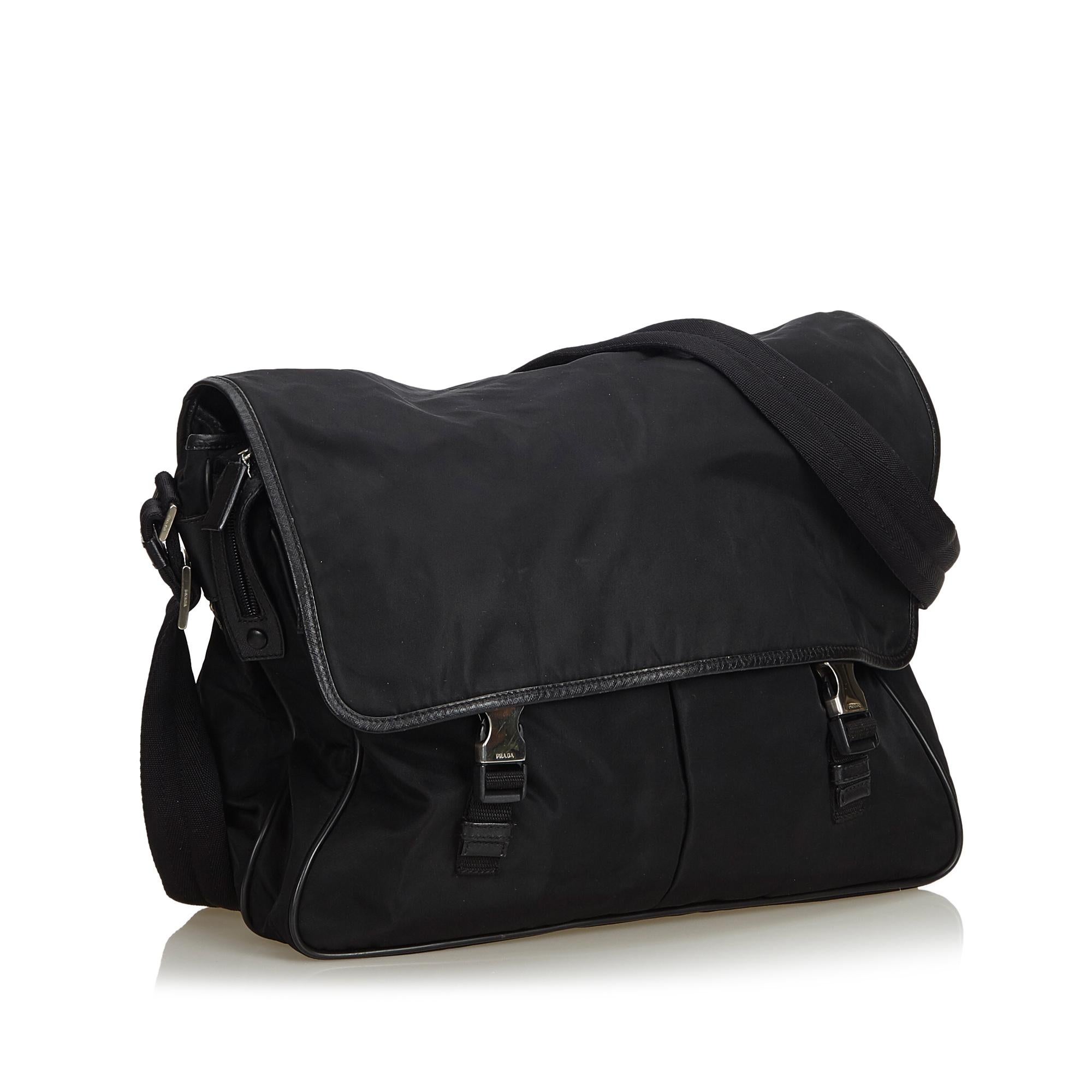 Prada Black Nylon Fabric Messenger Bag Italy For Sale at 1stDibs