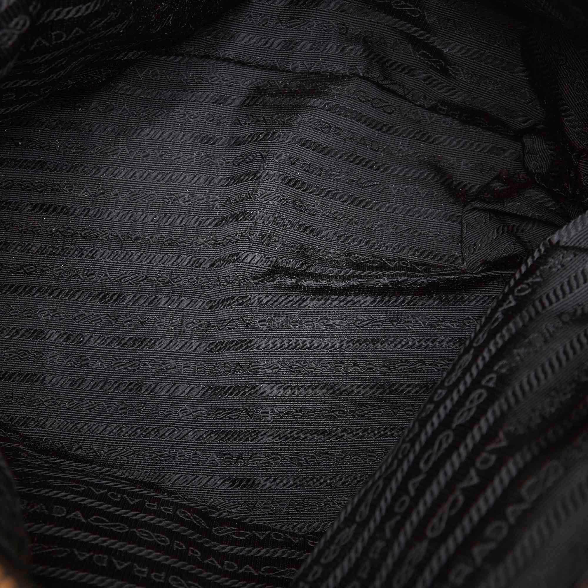 Prada Black Nylon Fabric Quilted Chain Shoulder Bag Italy In Good Condition For Sale In Orlando, FL