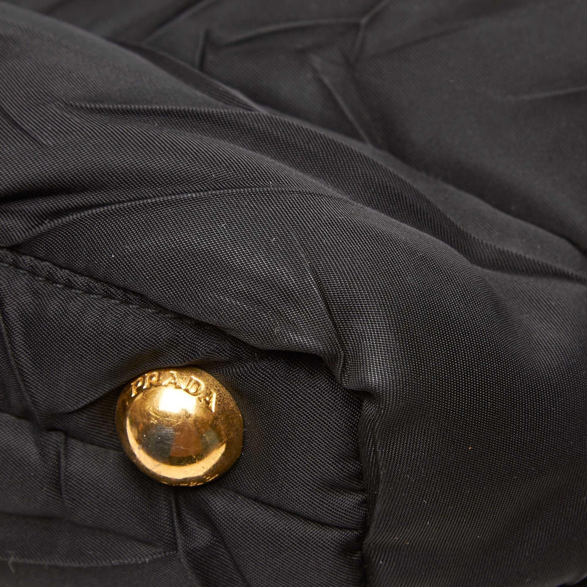 Prada Black Nylon Fabric Quilted Tote Bag Italy 3